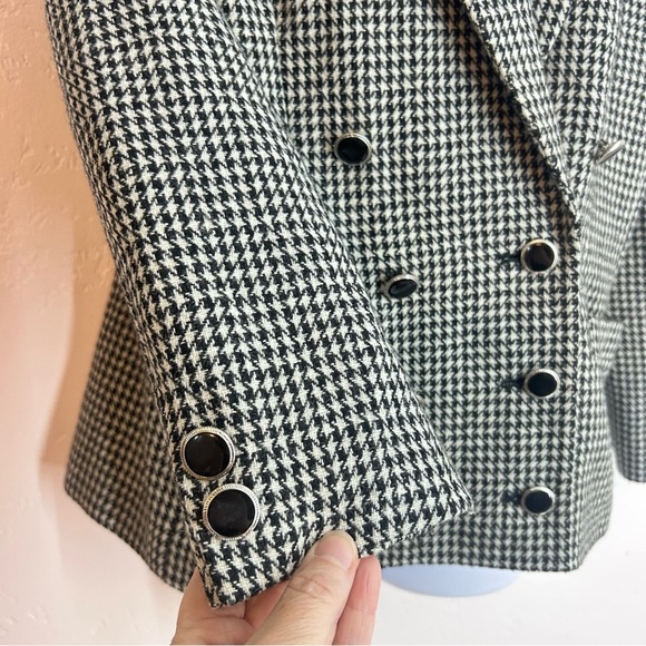 Lord & Taylor Vintage Classic Houndstooth Double Breasted Blazer 12 P Preppy - Picture 6 of 13
